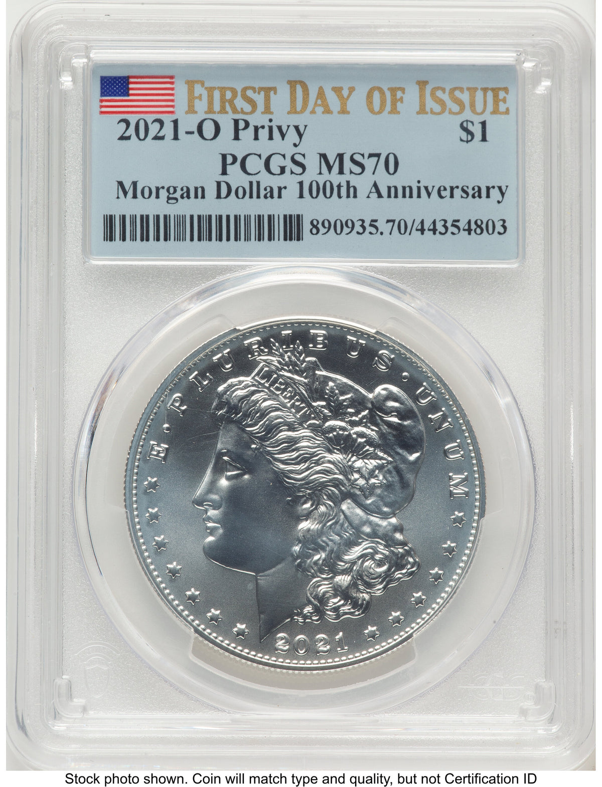2021-O Privy Morgan Dollar FDI Flag PCGS MS70