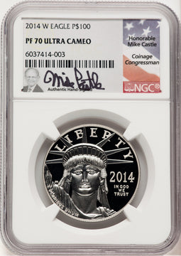 2014-W Proof Platinum Eagle 1 oz Mike Castle NGC PF70
