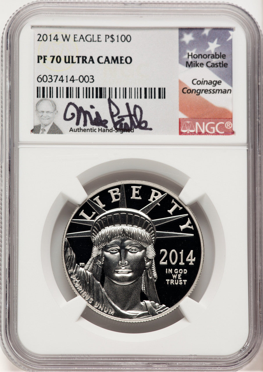 2014-W Proof Platinum Eagle 1 oz Mike Castle NGC PF70