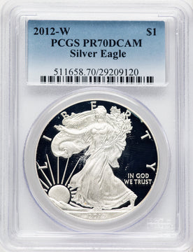 2012-W Proof Silver Eagle 1 oz Blue Gradient PCGS PR70