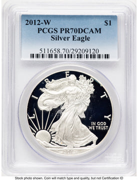 2012-W Proof Silver Eagle 1 oz Blue Gradient PCGS PR70 (771259010)
