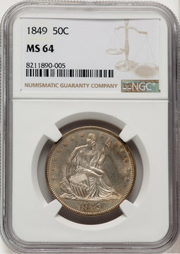 1849 50C Seated Half Dollar NGC MS64