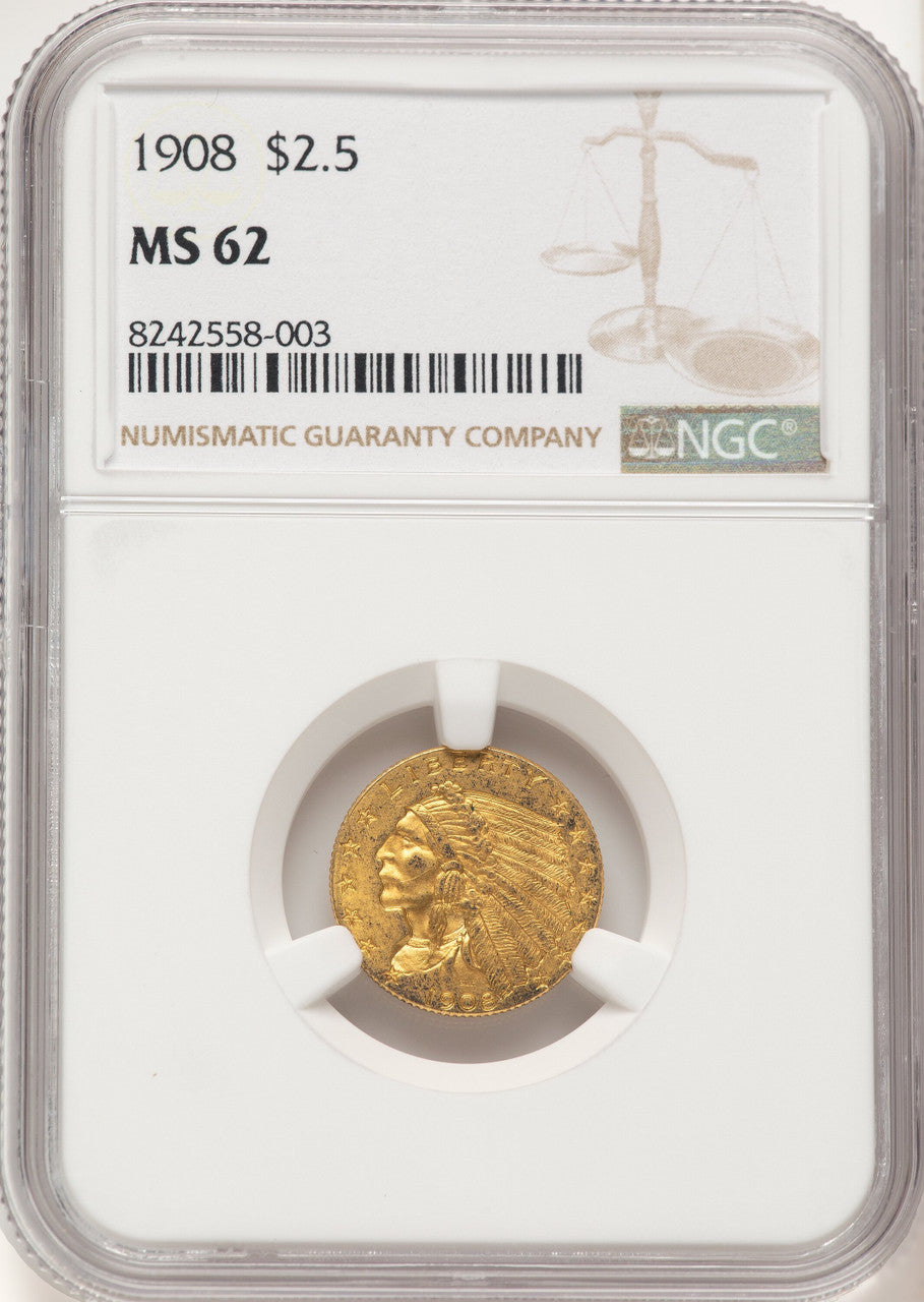 1908 $2.50 Indian Quarter Eagle NGC MS62 (771298001)