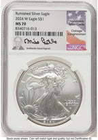 2024-W Burnished Silver Eagle 1 oz Mike Castle NGC MS70
