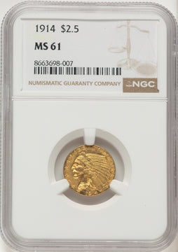 1914 $2.50 Indian Quarter Eagle NGC MS61