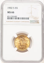 1902-S $5 Liberty Half Eagle NGC MS66 (771475006)
