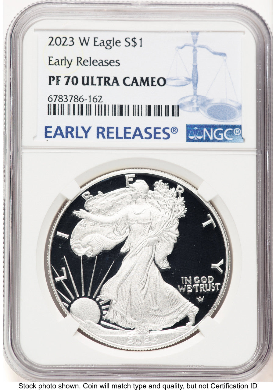 2023-W Proof Silver Eagle 1 oz ER Blue NGC PF70