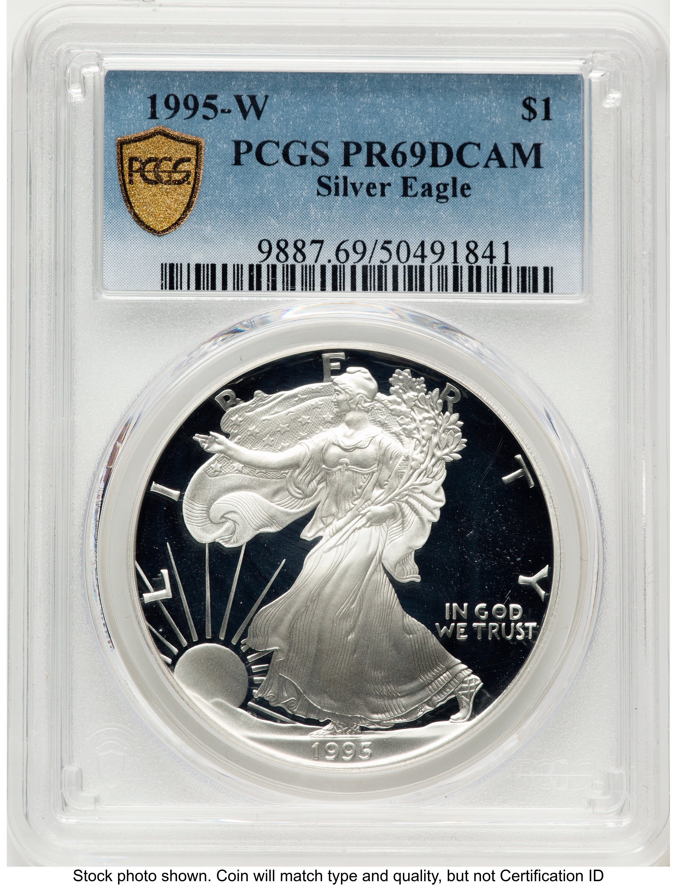 1995-W Proof Silver Eagle 1 oz Blue Gradient PCGS PR69