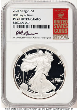 2024-S Proof Silver Eagle 1 oz FDI Jeff Garrett Red Book NGC PF70 (771585073)