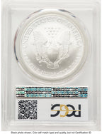 2008-W Reverse of 2007 Burnished Silver Eagle 1 oz Blue Gradient PCGS MS70