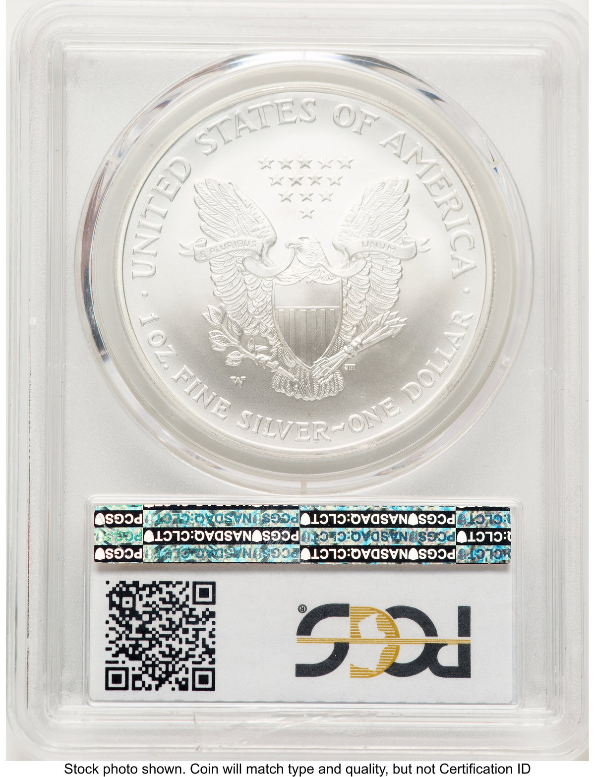 2008-W Reverse of 2007 Burnished Silver Eagle 1 oz Blue Gradient PCGS MS70