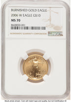 2006-W Burnished Gold Eagle 1/4 oz 0.25 oz Brown Label NGC MS70