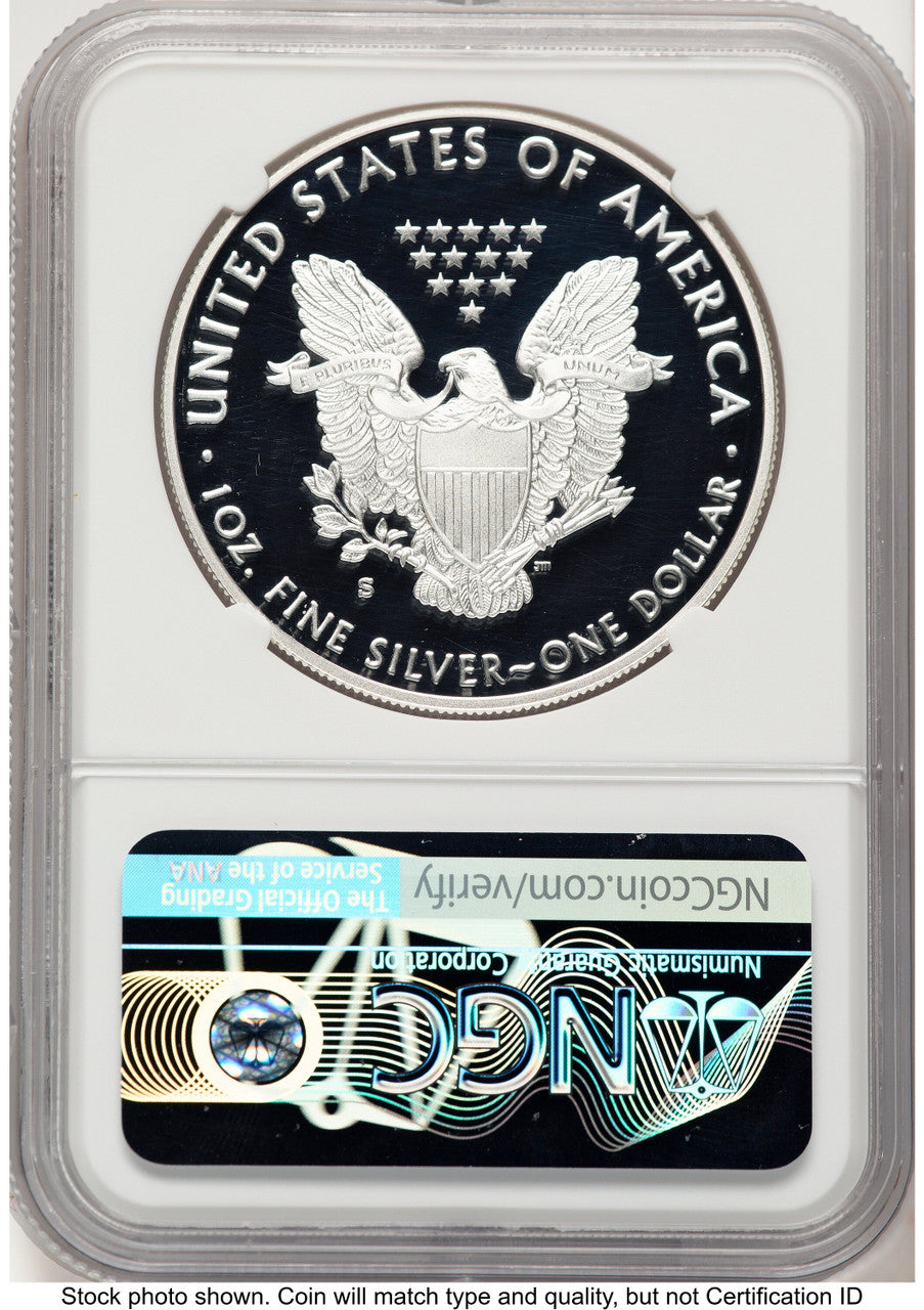 2018-S Proof Silver Eagle 1 oz ER San Francisco Bridge Label NGC PF70