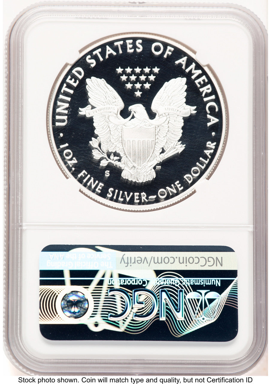 2020-S Proof Silver Eagle 1 oz FDI Trolley Label NGC PF70