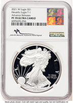 2021-W TY1 Proof Silver Eagle 1 oz AR John Reagan Bust Art NGC PF70 Mercanti