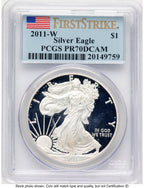 2011-W Proof Silver Eagle 1 oz FS Flag PCGS PR70