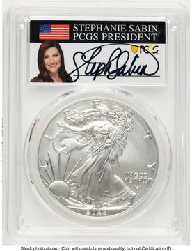2022-W Burnished Silver Eagle 1 oz AR Stephanie Sabin PCGS MS70