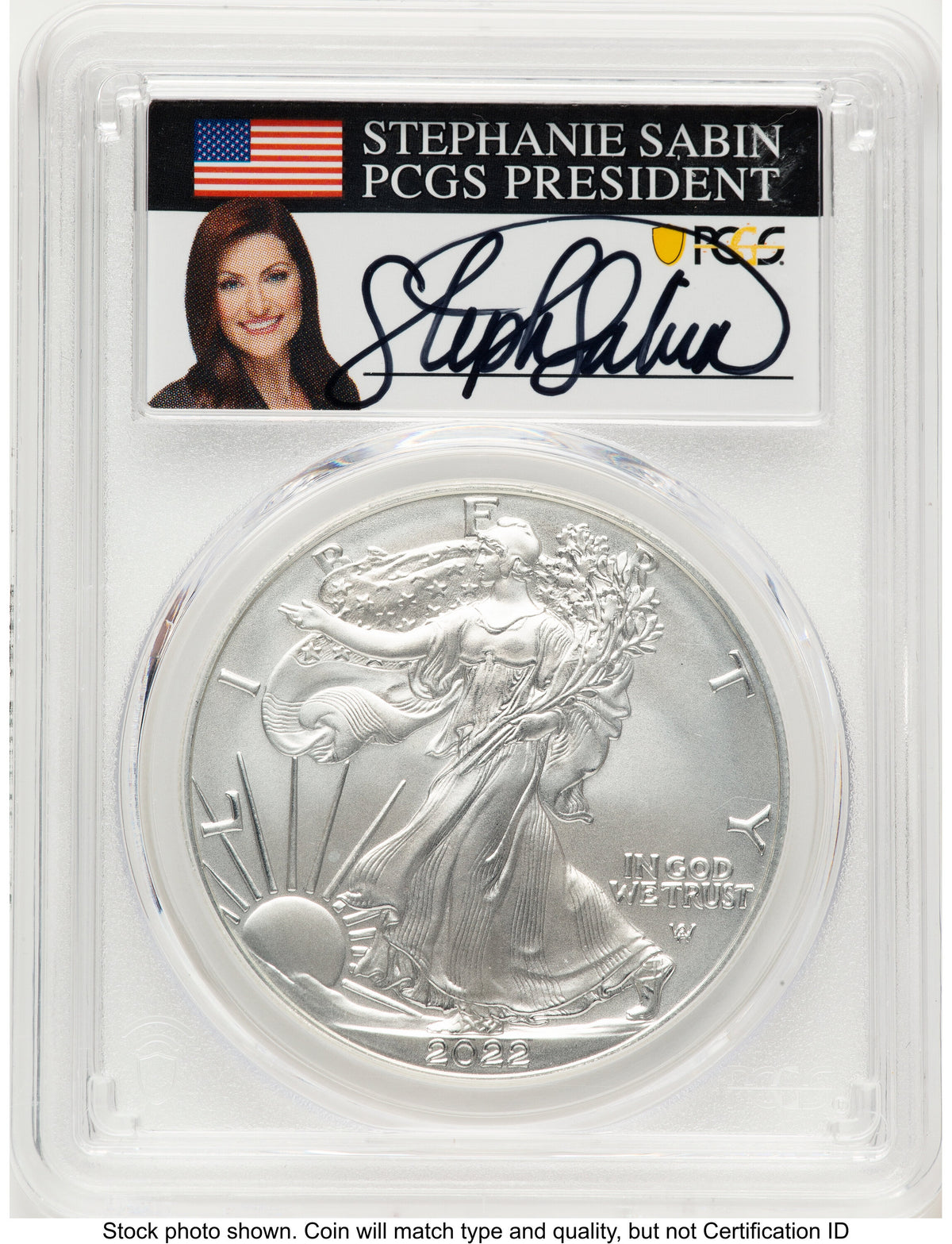 2022-W Burnished Silver Eagle 1 oz AR Stephanie Sabin PCGS MS70