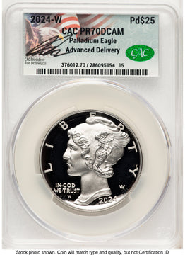2024-W Palladium Eagle 1 oz Advanced Delivery CACG PR70 Ron Drzewucki