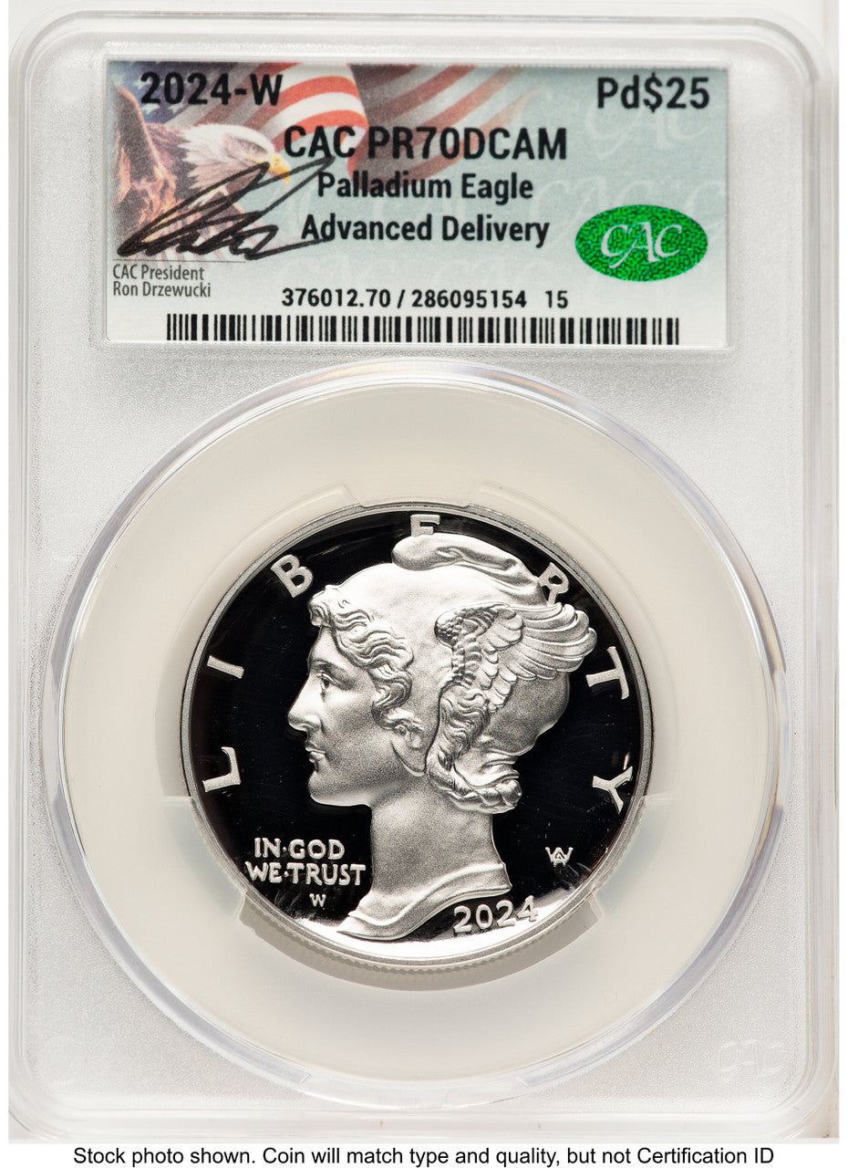 2024-W Palladium Eagle 1 oz Advanced Delivery CACG PR70 Ron Drzewucki
