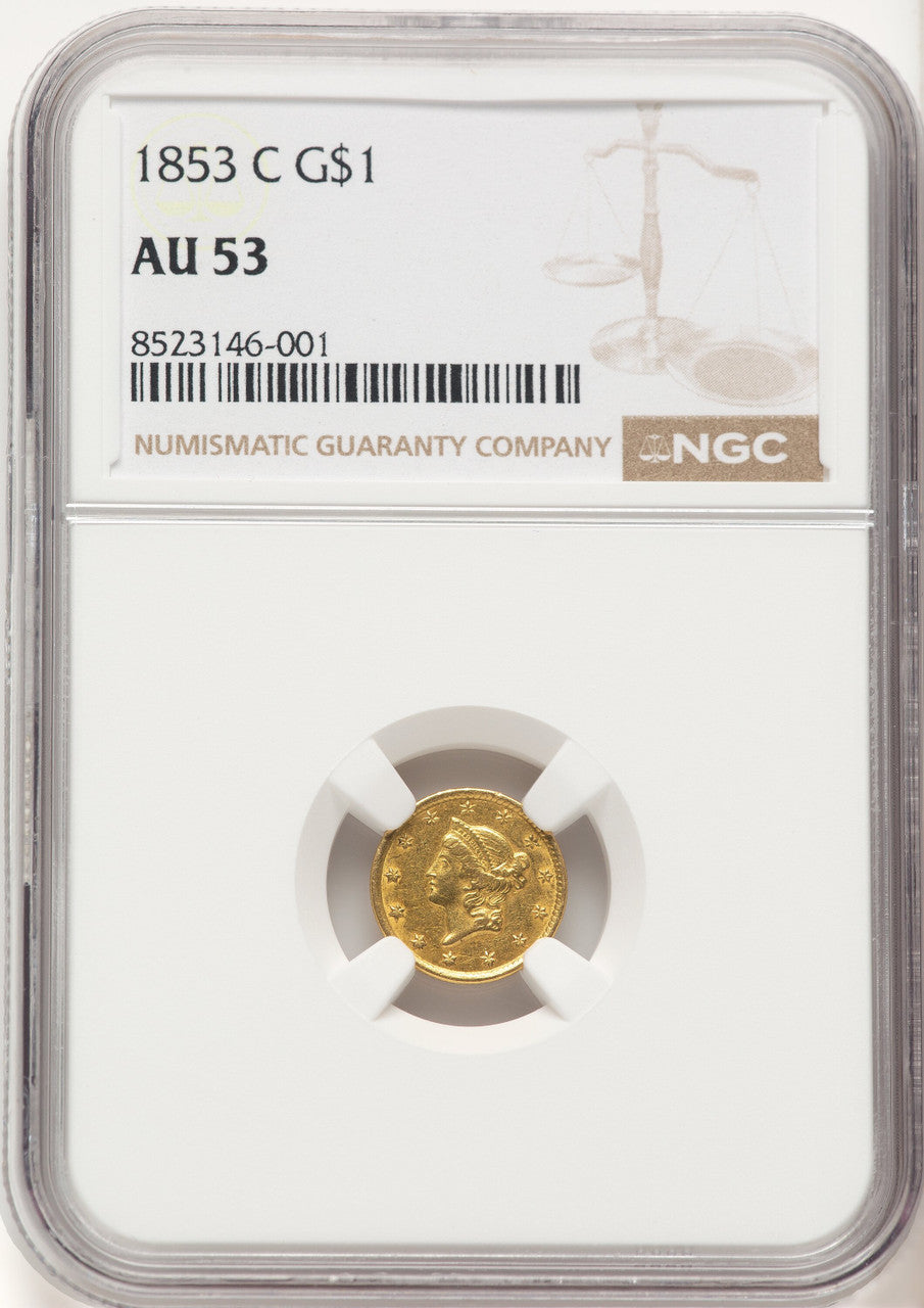 1853-C G$1 Gold Dollar NGC AU53