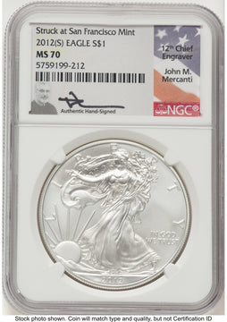 2012-(S) Silver Eagle John NGC MS70 Mercanti