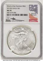 2013-(S) Silver Eagle John NGC MS70 Mercanti