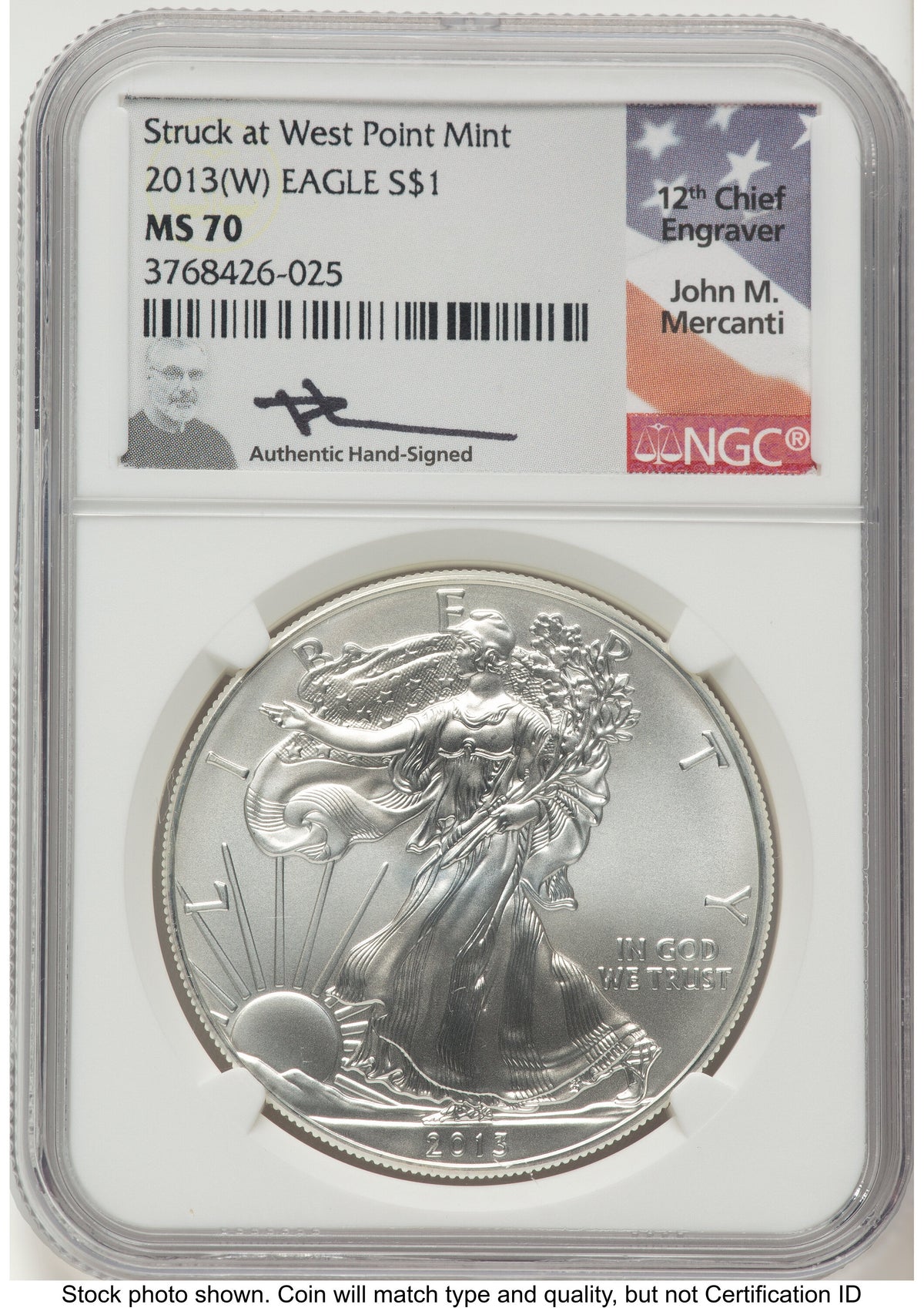 2013-(W) Silver Eagle John NGC MS70 Mercanti