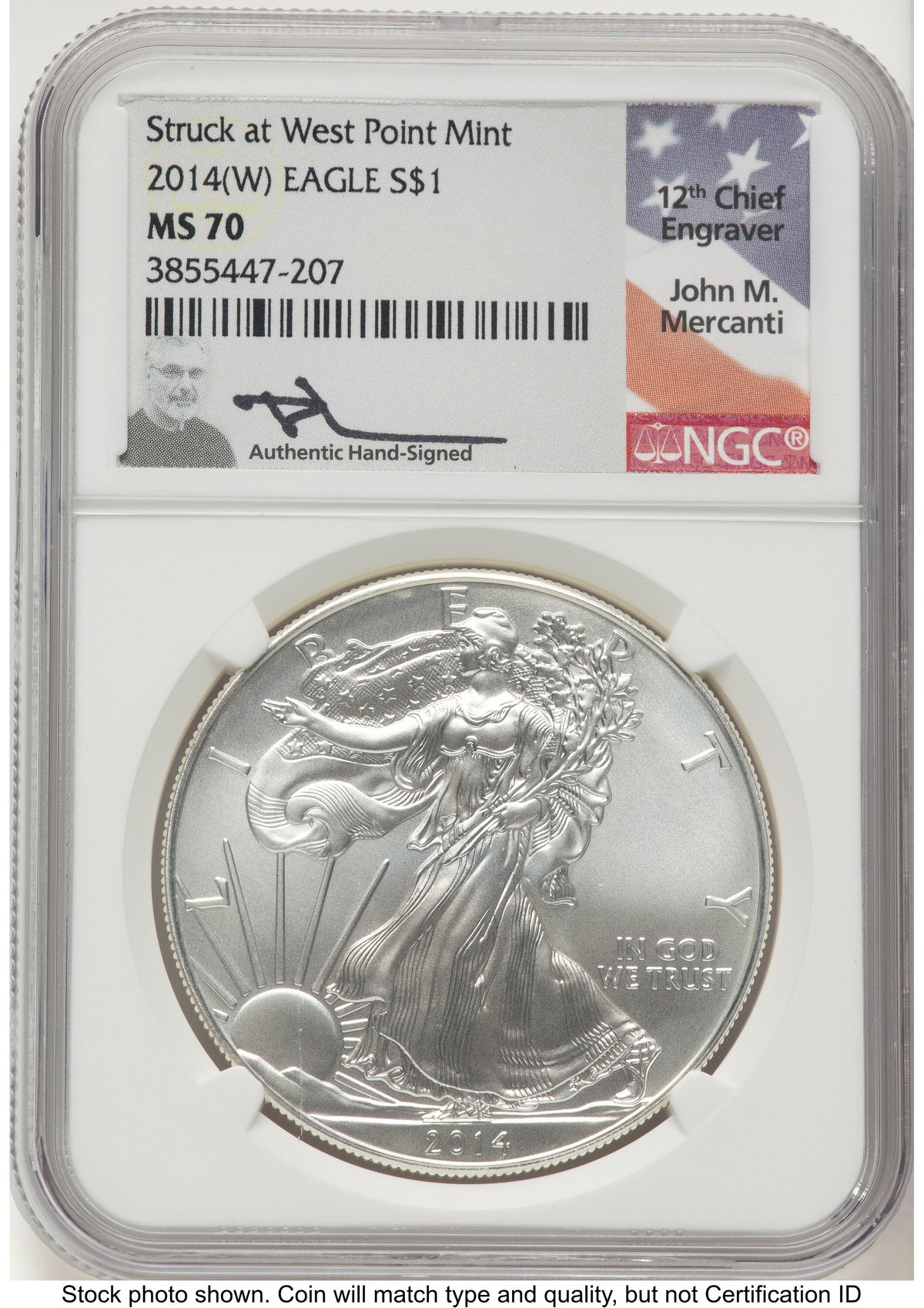 2014-(W) Silver Eagle John NGC MS70 Mercanti
