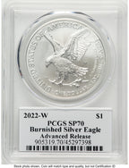 2022-W Burnished Silver Eagle 1 oz AR Emily Damstra PCGS MS70