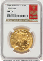 2008-W Burnished Gold Buffalo 1 oz Red Book NGC MS70