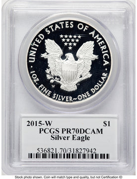 2015-W Proof Silver Eagle 1 oz John PCGS PR70 Mercanti