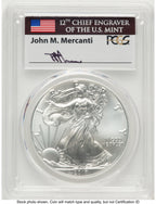 2017 Silver Eagle FDI John PCGS MS70 Mercanti