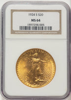 1924-S $20 Saint-Gaudens Double Eagle NGC MS64