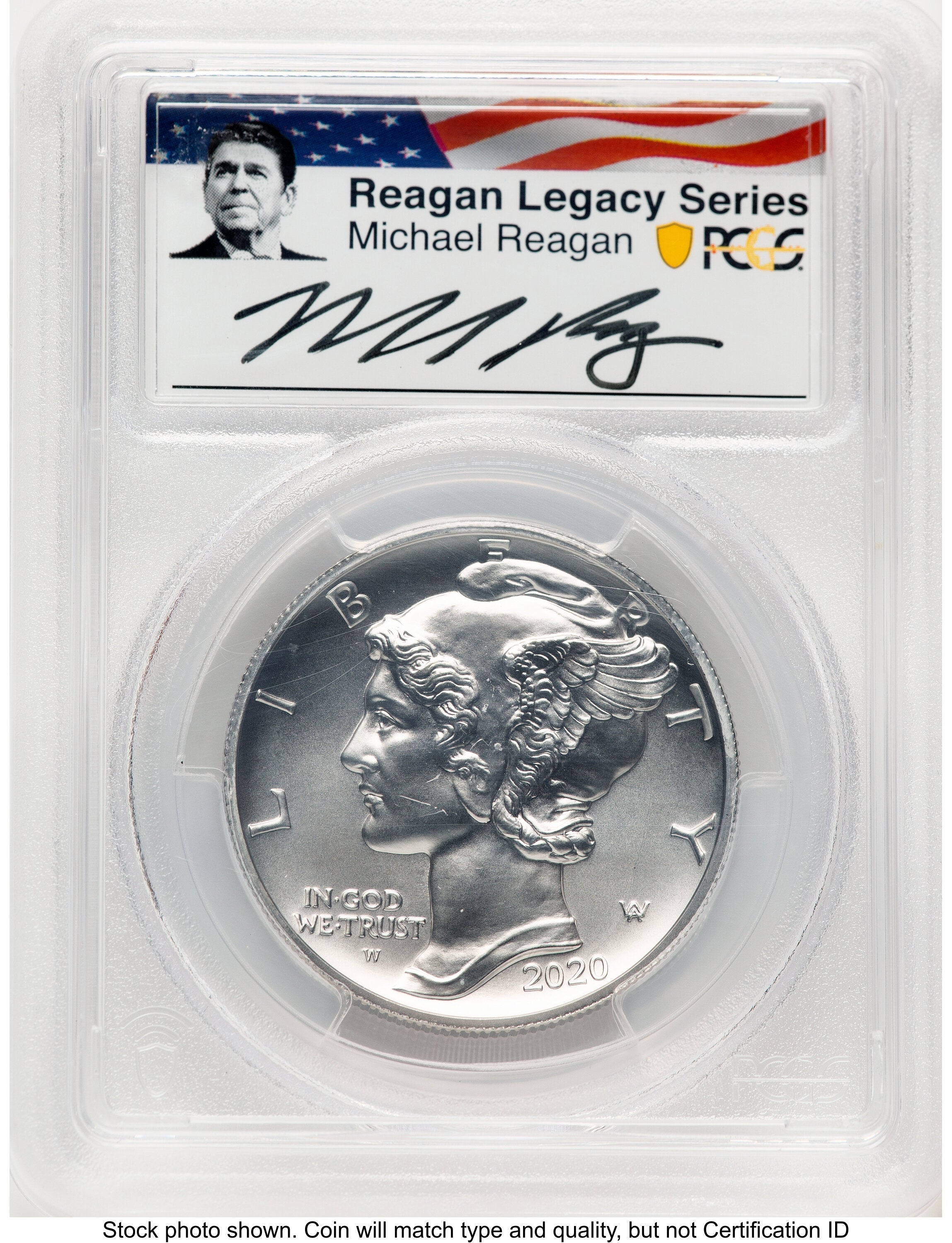 2020-W Palladium Eagle 1 oz Burnished FS Reagan Legacy Series Michael Reagan Picture PCGS MS70