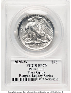 2020-W Palladium Eagle 1 oz Burnished FS Reagan Legacy Series Michael Reagan Picture PCGS MS70