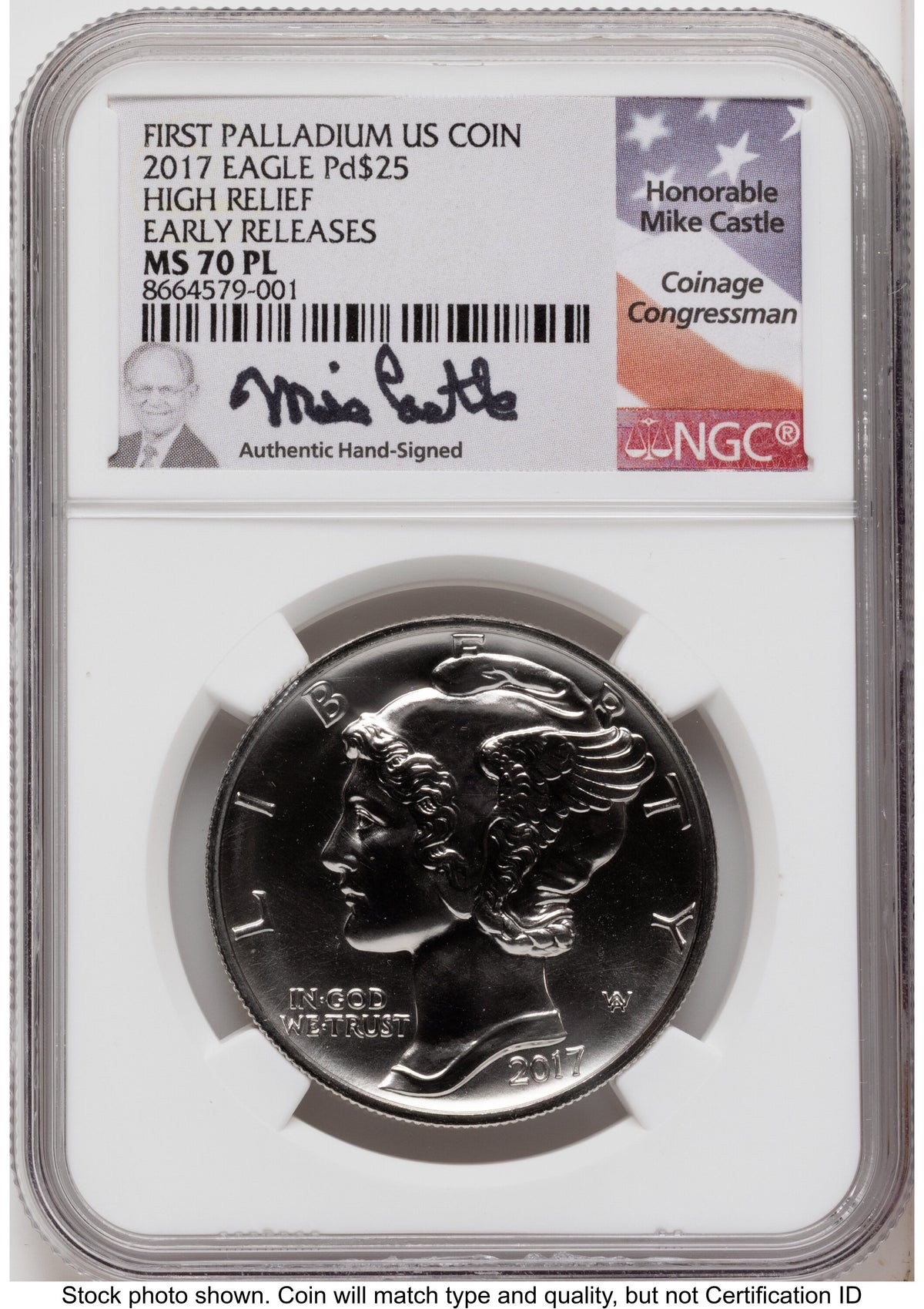 2017 Palladium Eagle 1 oz PL ER Mike Castle NGC MS70