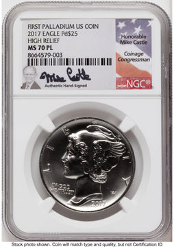 2017 Palladium Eagle 1 oz PL Mike Castle NGC MS70