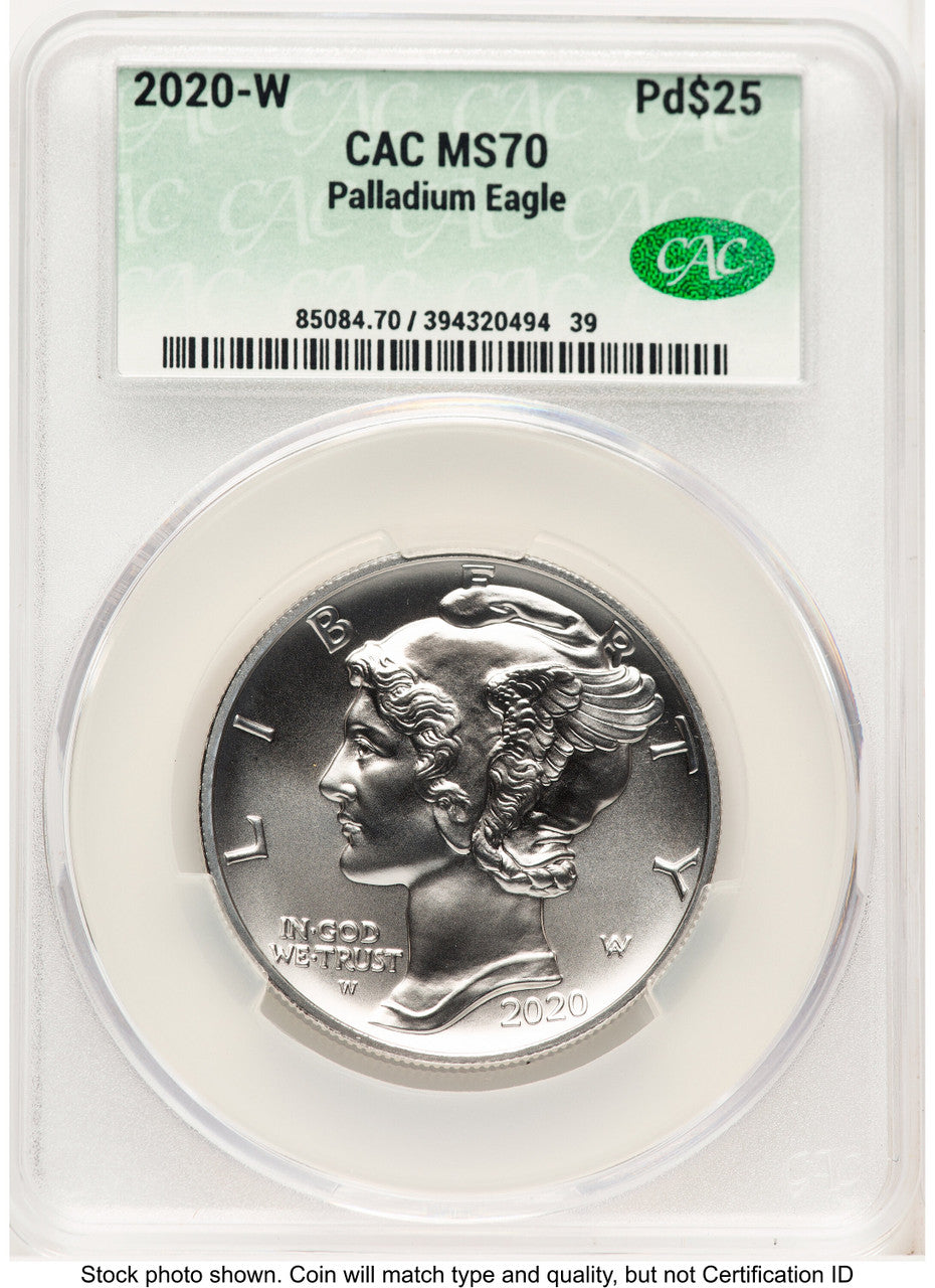 2020-W Palladium Eagle 1 oz Burnished Non Designation CACG MS70