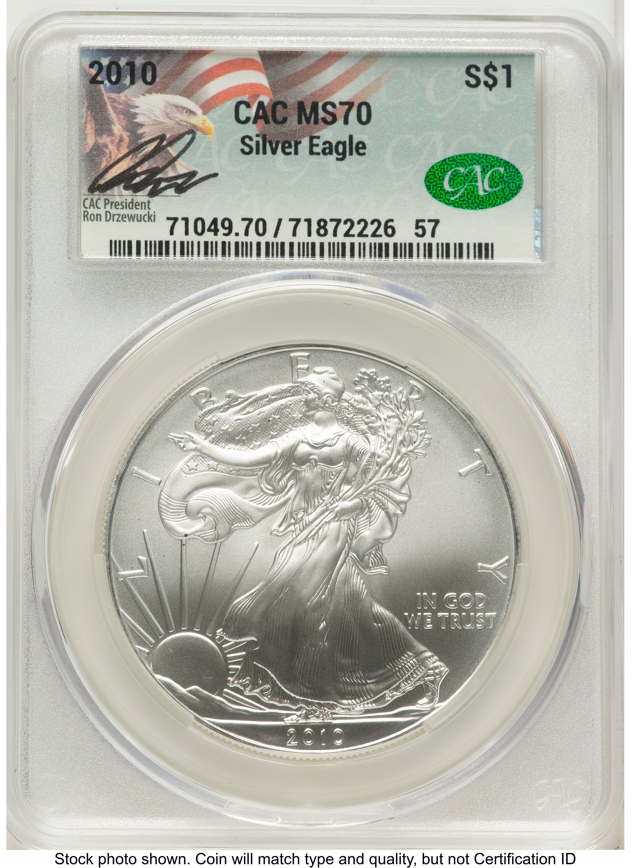 2010 Silver Eagle Ron Drzewucki CACG MS70