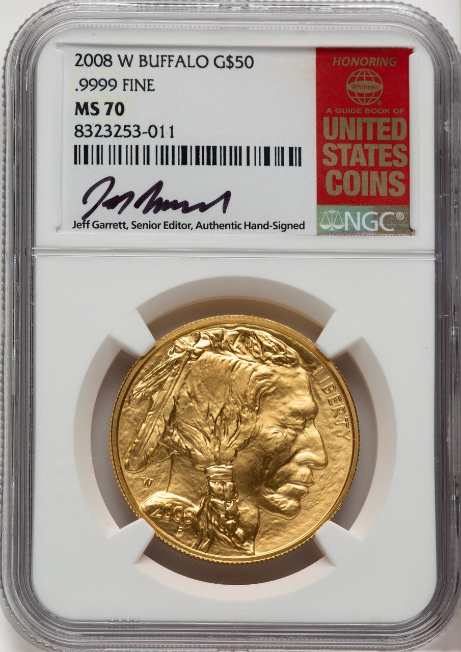 2008-W Burnished Gold Buffalo 1 oz Jeff Garrett Red Book NGC MS70