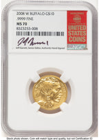 2008-W Burnished Gold Buffalo 1/4 oz Jeff Garrett Red Book NGC MS70
