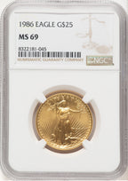 1986 Gold Eagle 1/2 oz Brown Label NGC MS69