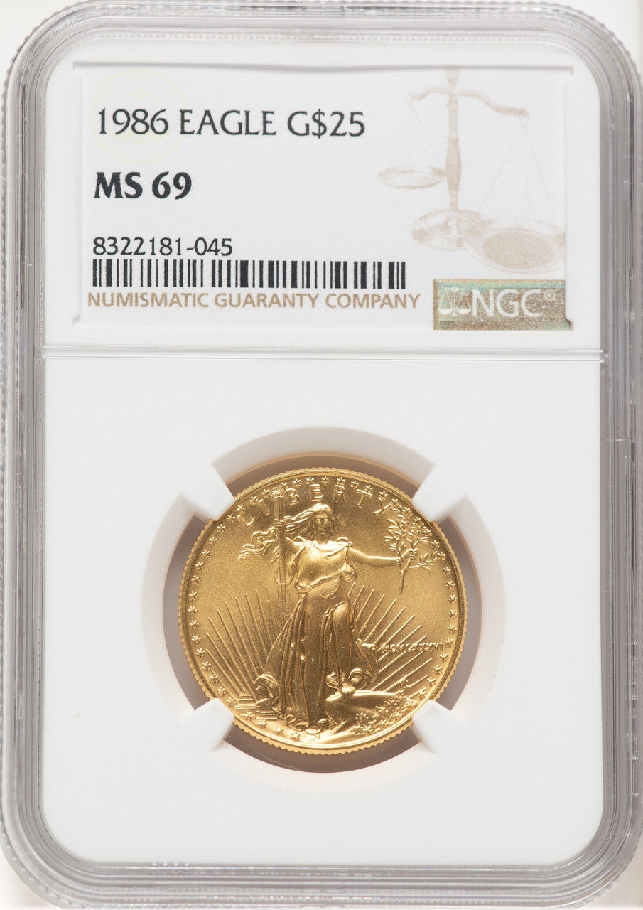 1986 Gold Eagle 1/2 oz Brown Label NGC MS69