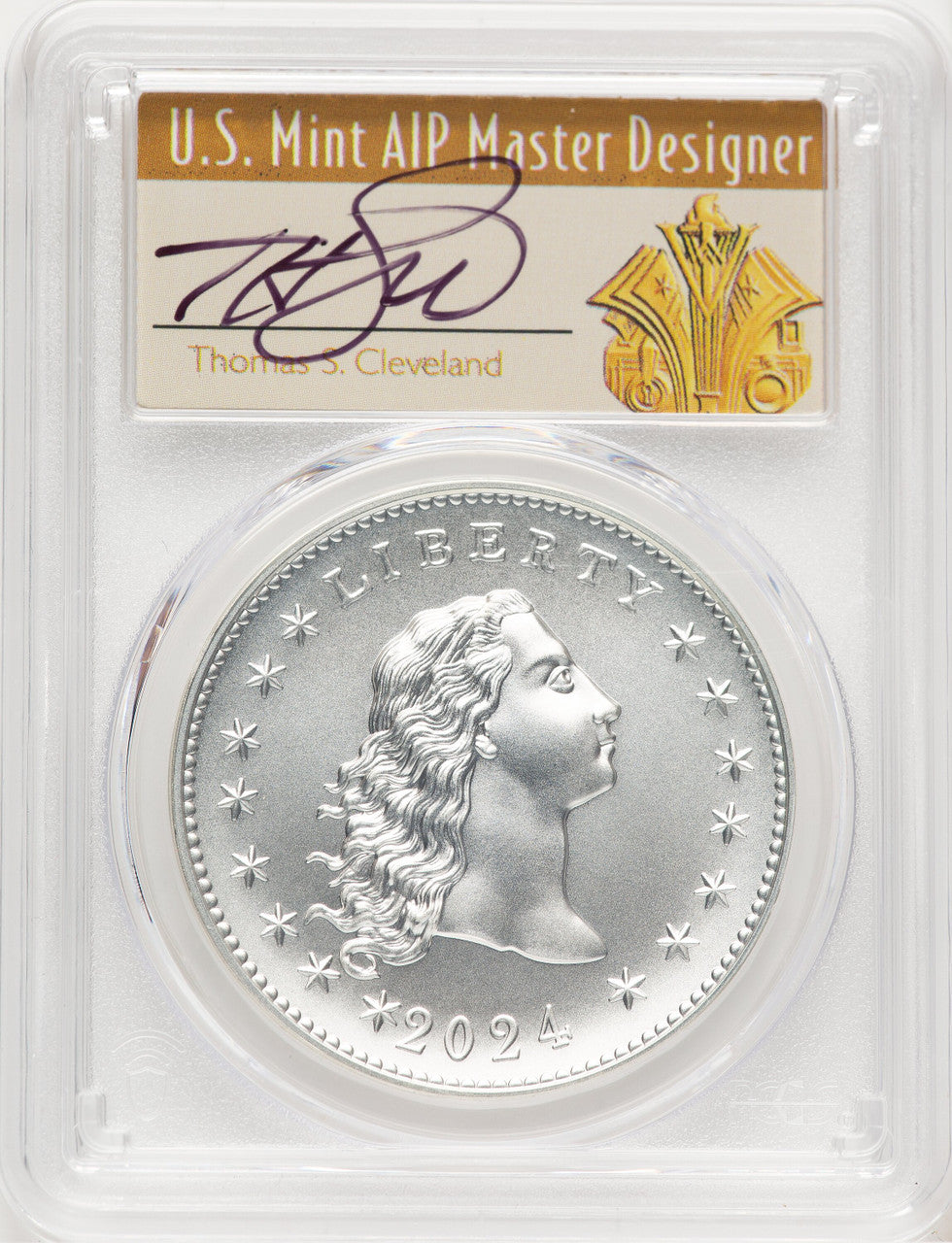 2024-(P) Silver 230th Anniv Flowing Hair Medal AR PCGS MS70 Thomas Cleveland
