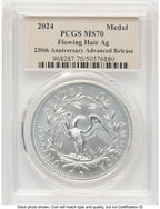 2024-(P) Silver 230th Anniversary Flowing Hair Medal AR Thomas Cleveland Art Deco Modern Commemoratives PCGS MS70 (772852082)