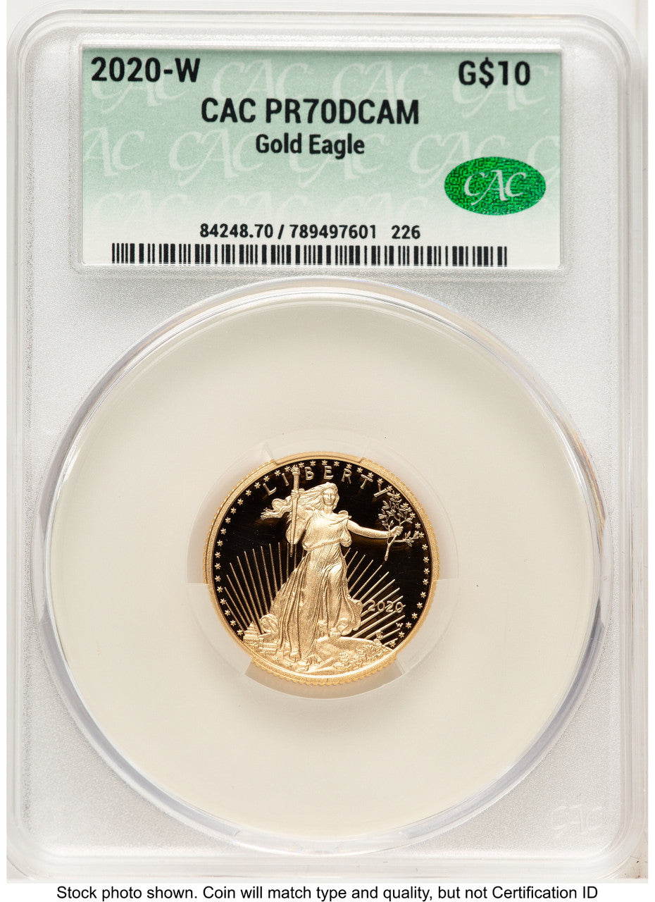 2020-W Proof Gold Eagle 1/4 oz Non Designation CACG PR70