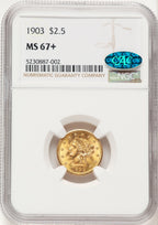 1903 $2.50 CAC Liberty Quarter Eagle NGC MS67+