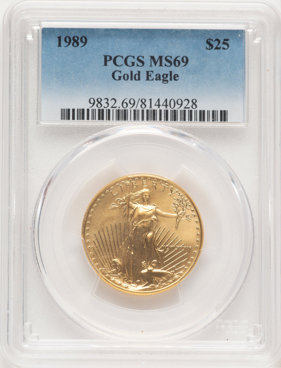 1989 Gold Eagle 1/2oz Blue Gradient PCGS MS69