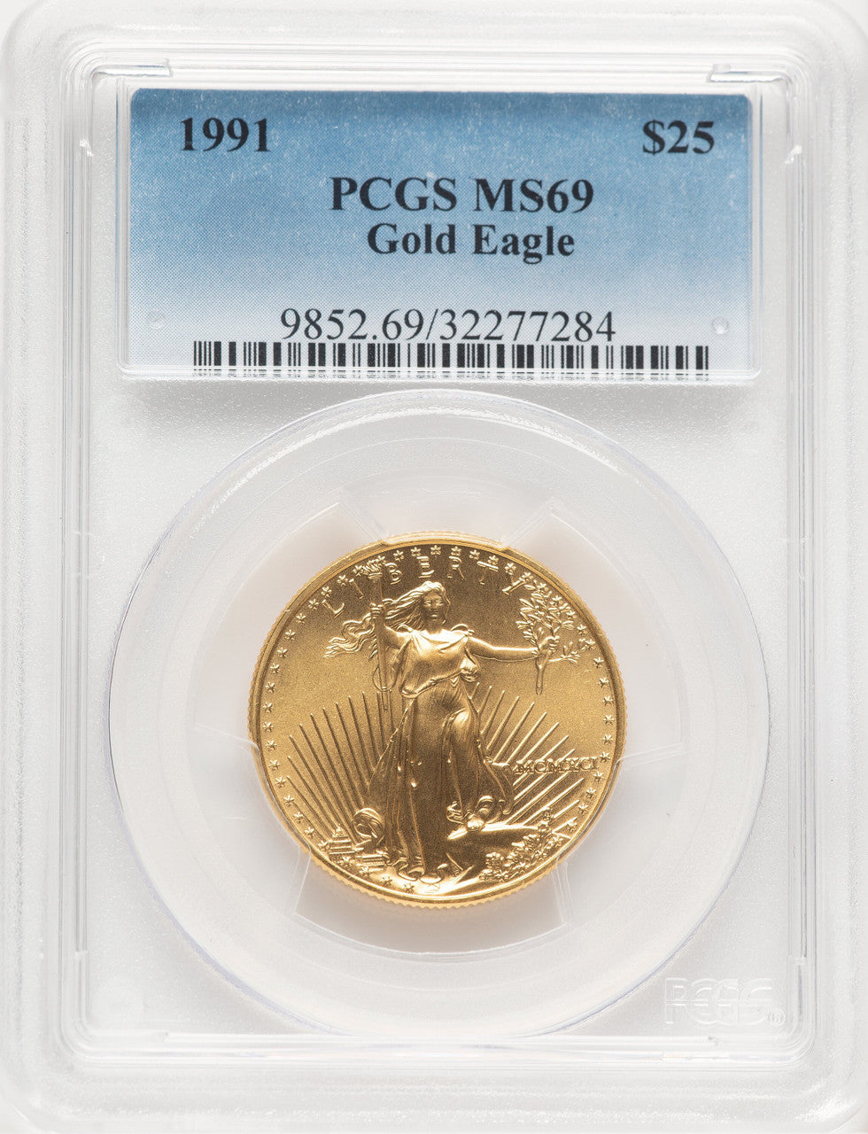 1991 Gold Eagle 1/2 oz Blue Gradient PCGS MS69